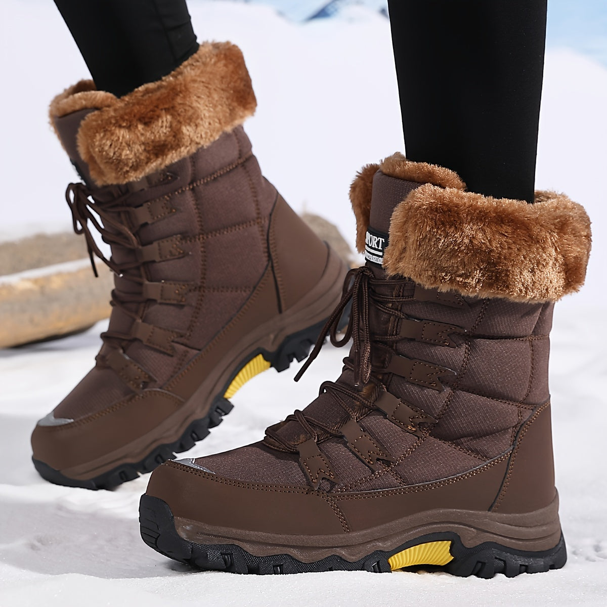 Hohe Winterstiefel Damen Gefüttert mit Fell
