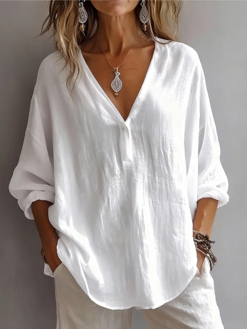 Melna - Elegante Bluse Mit V-Ausschnitt