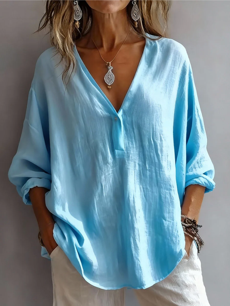 Melna - Elegante Bluse Mit V-Ausschnitt