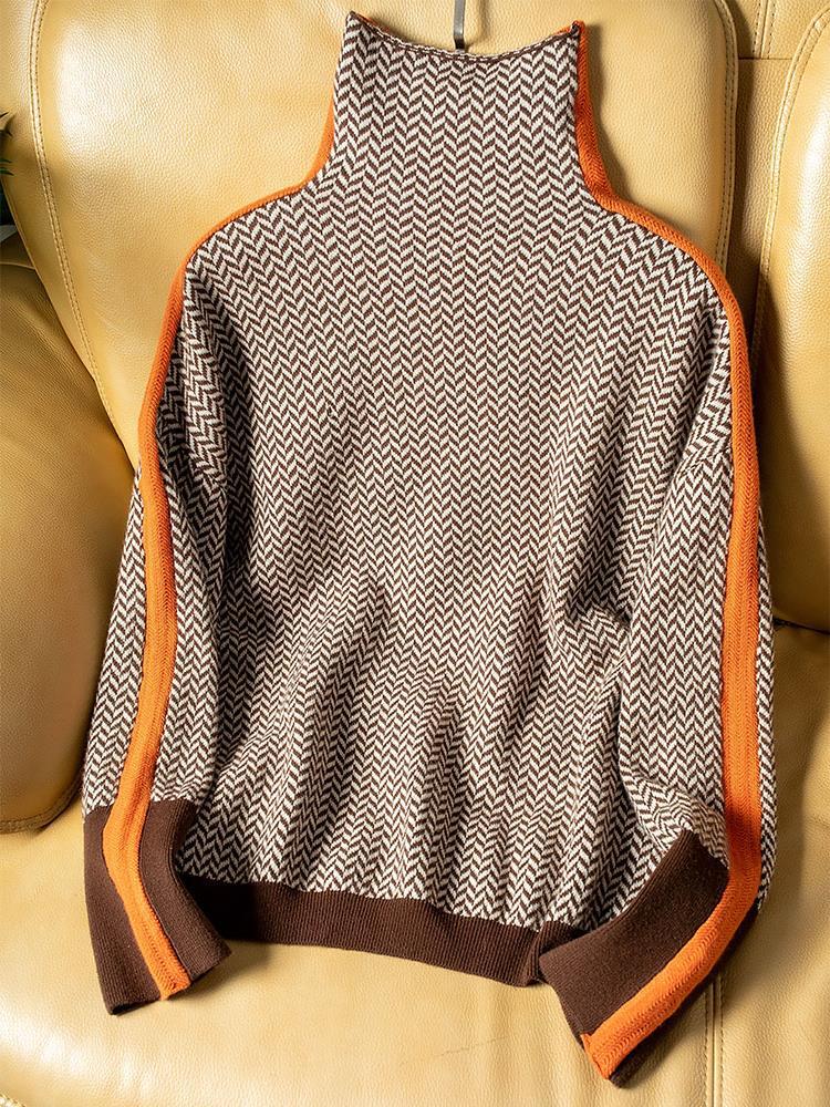 Marieke | Rollkragenpullover mit auffälligen Kontraststreifen