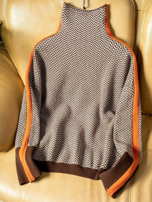 Marieke | Rollkragenpullover mit auffälligen Kontraststreifen