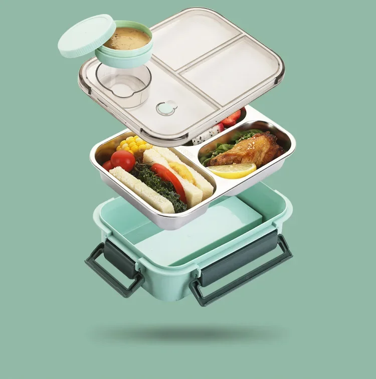 Lunchbox Edelstahl isoliert mit Bento-Fächern