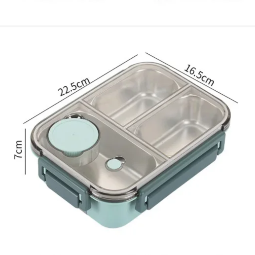 Lunchbox Edelstahl isoliert mit Bento-Fächern