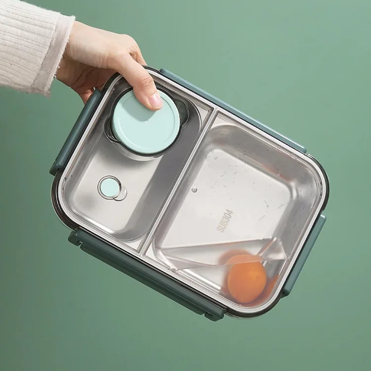 Lunchbox Edelstahl isoliert mit Bento-Fächern