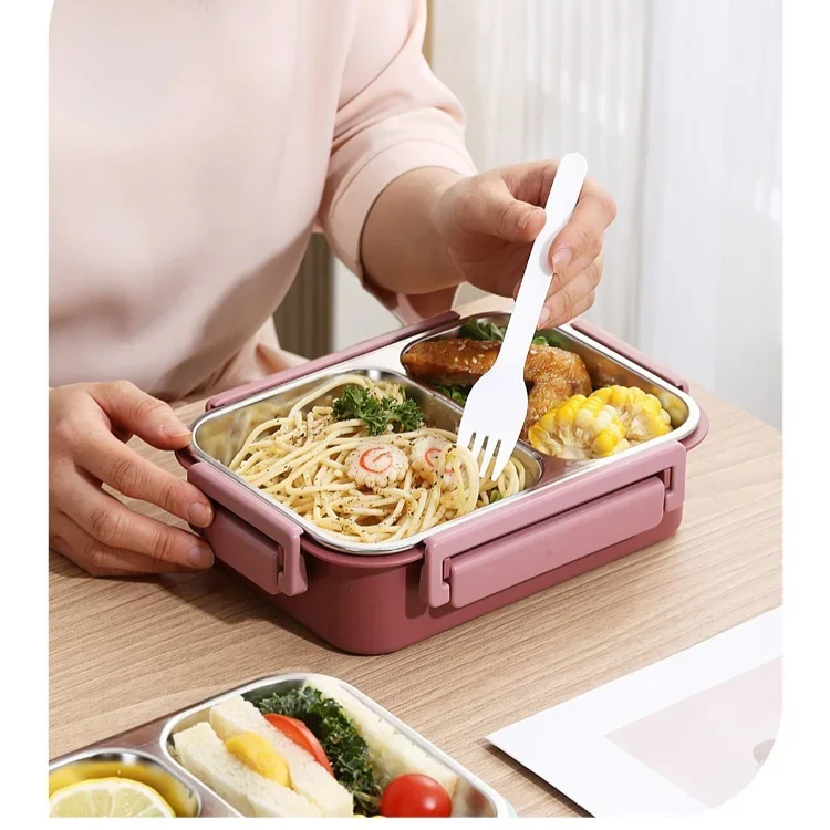 Lunchbox Edelstahl isoliert mit Bento-Fächern