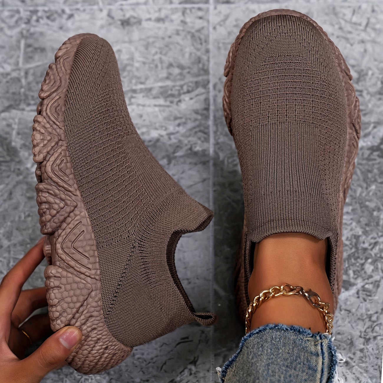 Elisha – Gestrickte Schuhe Mit Klobiger Sohle