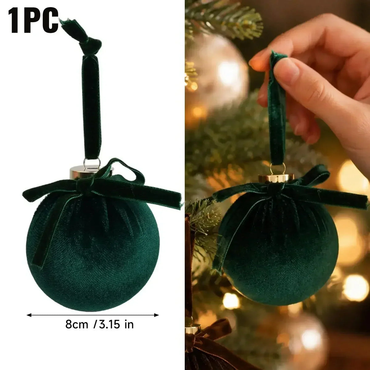 Samtbezogene Weihnachtskugeln aus Schaumstoff (Set mit 1, 3, 5 oder 10 Stück)