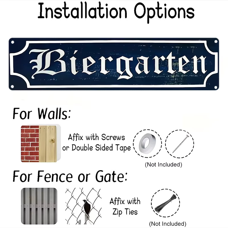 Vintage Bier Wandschild | Gotische Schrift | Aluminium & 10x40cm | Innen-/Außenbereich Dekor