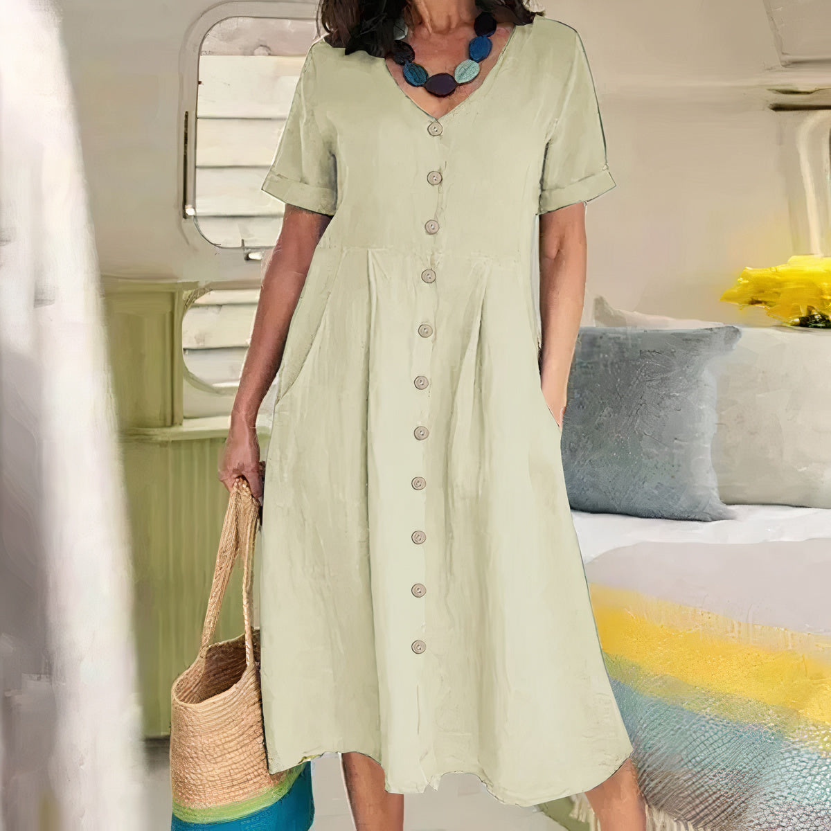 Bella - Maxikleid Mit V-Ausschnitt