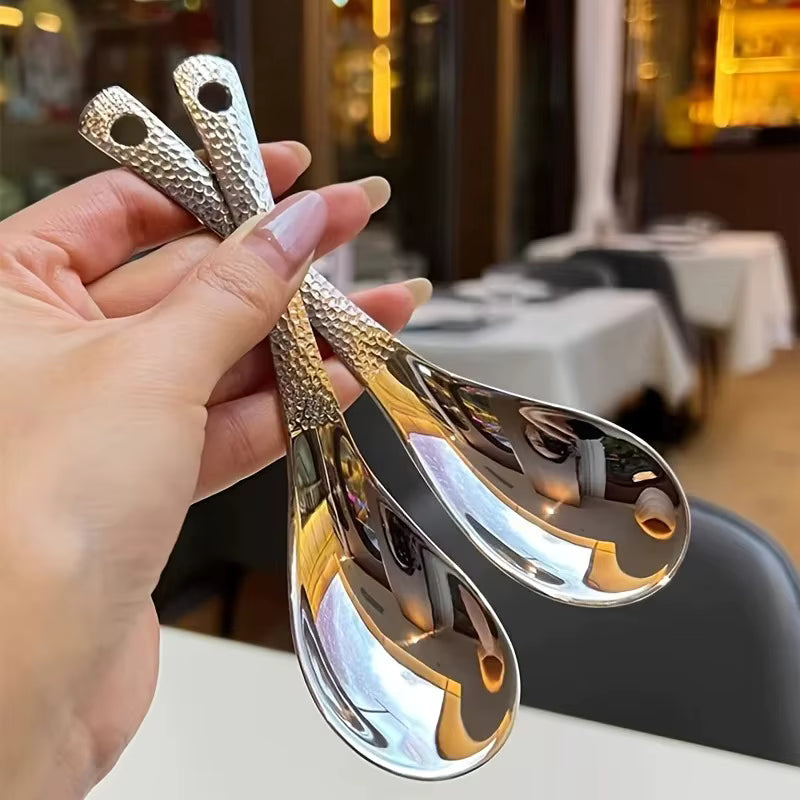 Löffelset | Große Kapazität | Edelstahl 2-teilig | Spiegelpolierte Oberfläche