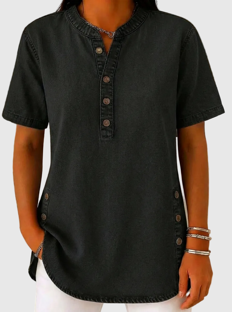 Julina – Jeansbluse Mit Lockerer Passform