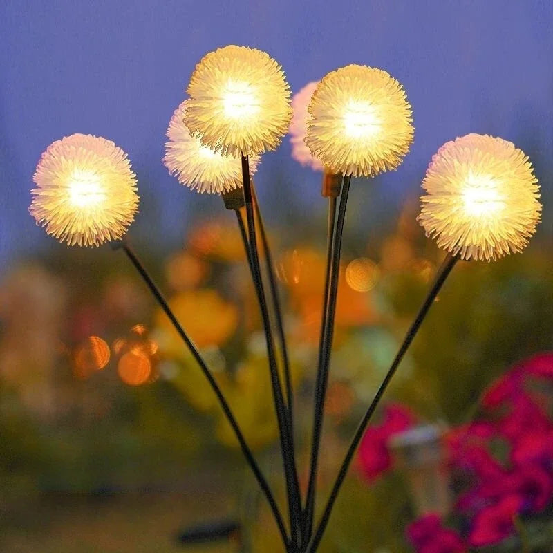 SolarGlow Solar-Löwenzahnlampen | 6-Flammen LED-Rasenlampe | Stetiger & Blinkmodus | Garten- und Landschaftsdekoration