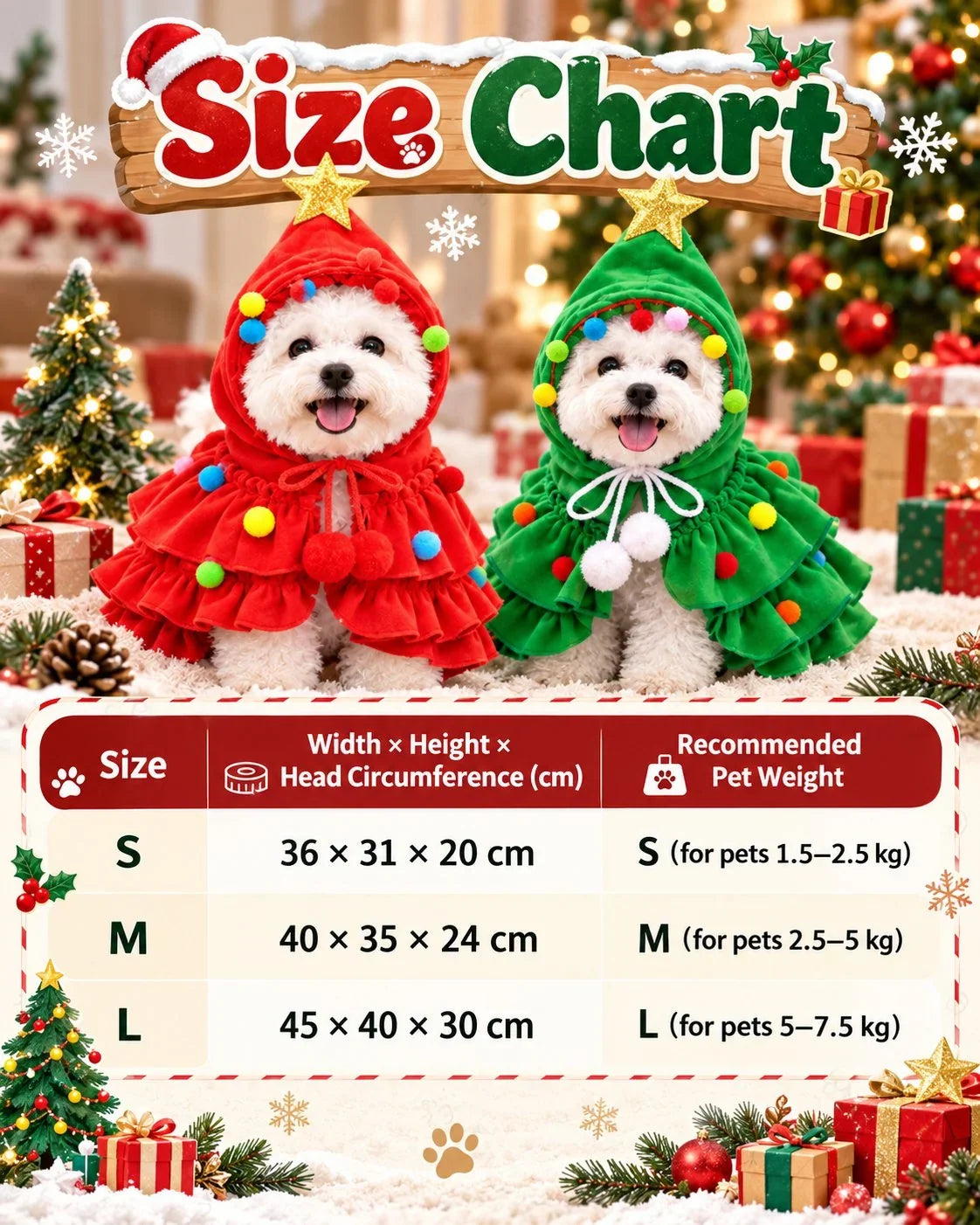 MerryPaw Weihnachtsbaum-Umhang für Hunde und Katzen – Macht Weihnachtsfotos magisch
