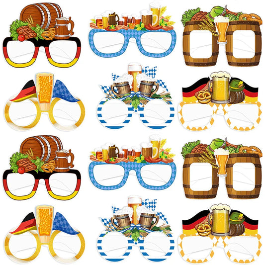 Requisiten-Set für Fotos | Bunte Oktoberfestmotive | Papier, 12-teilig | Party Andenken