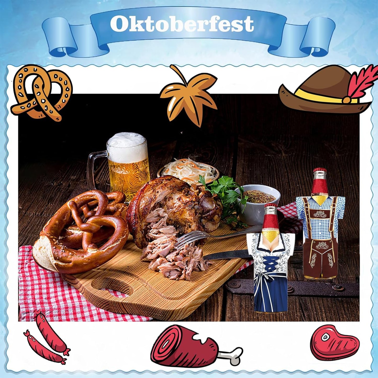 Flaschenkühler Set Neopren Oktoberfest Dirndl Lederhosen 6 Stück