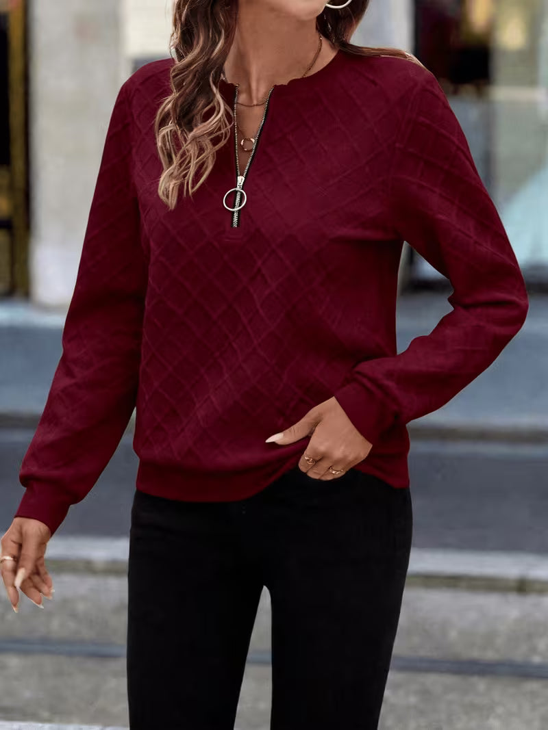 Juliet – Langärmliges Sweatshirt mit Strukturiertem Reißverschluss am Kragen