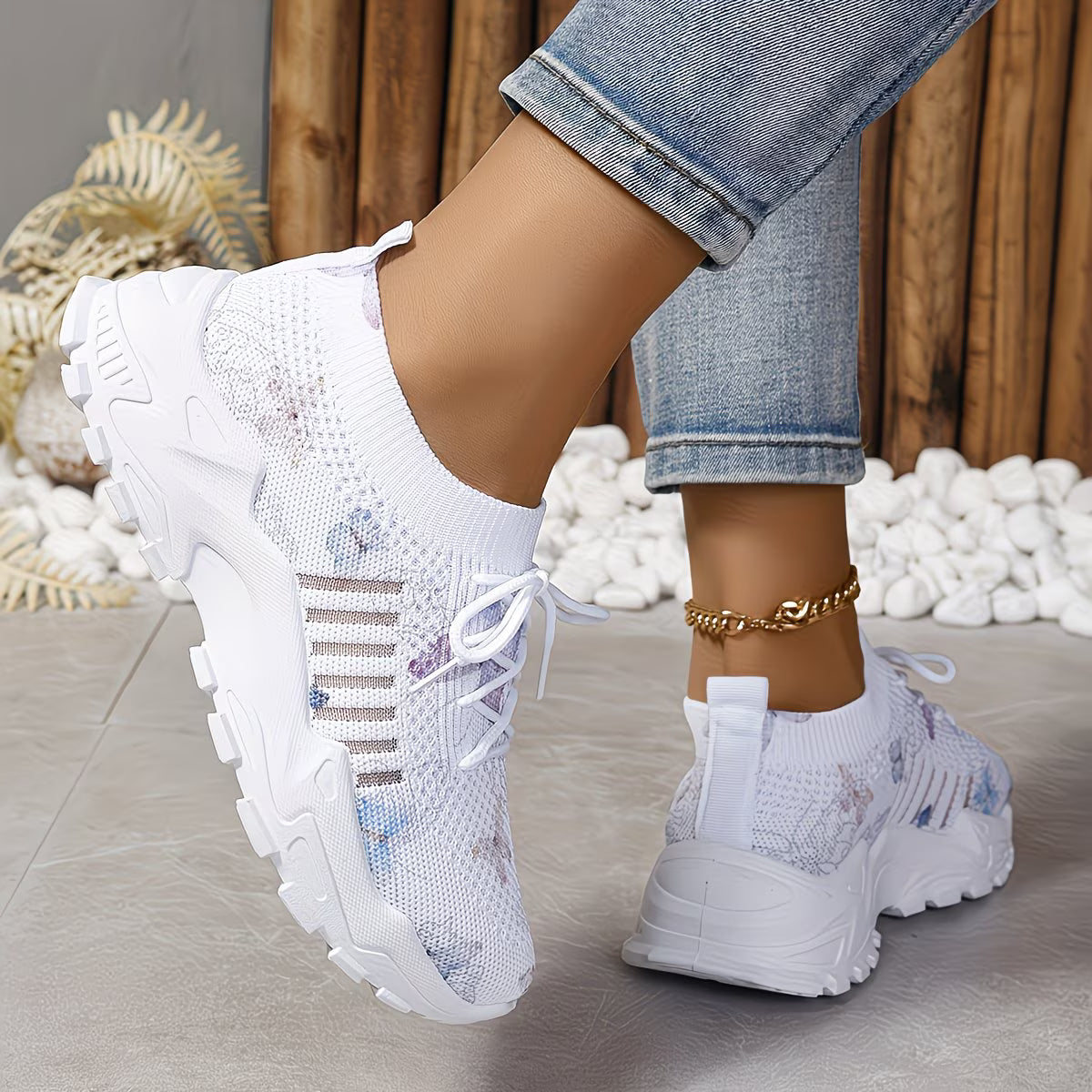 Destinee - Schmetterlingsmuster Schnür Turnschuh