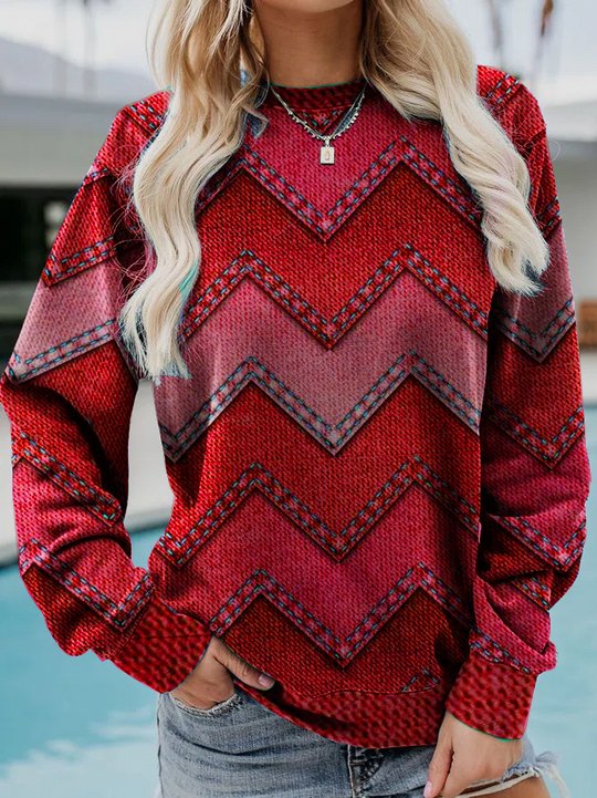 Damen Sweatshirt mit Rundhalsausschnitt und langen Ärmeln