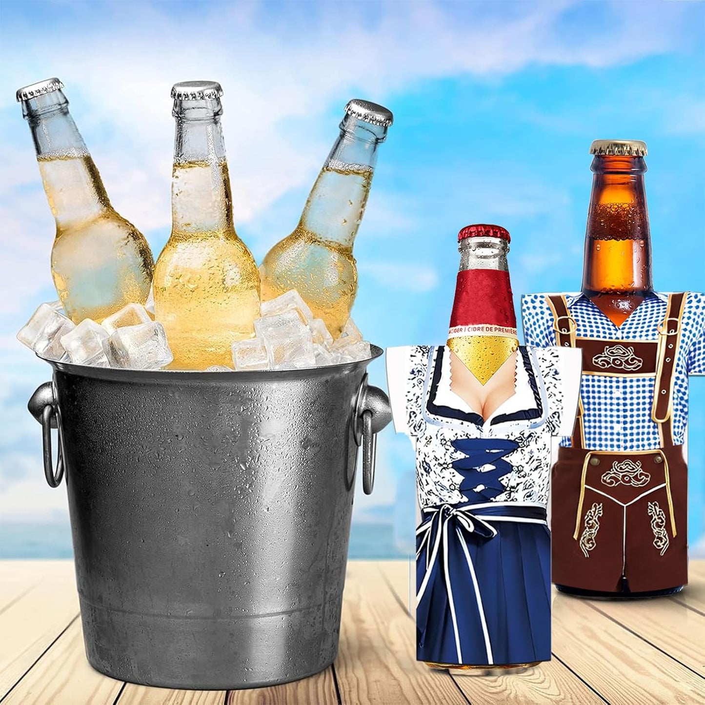 Flaschenkühler Set Neopren Oktoberfest Dirndl Lederhosen 6 Stück