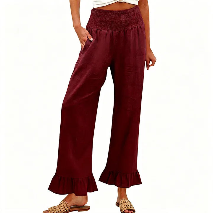 Moriom - Boho Lounge Hose Aus Baumwolle Mit Rüschen