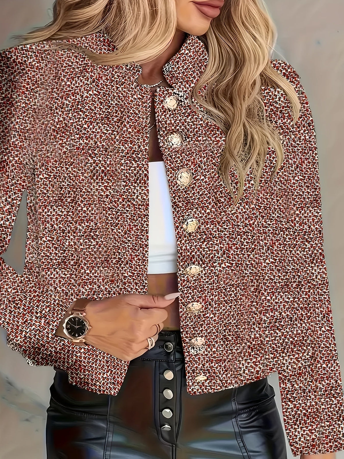 Aruzhan - Eleganter Langarm Blazer Mit Knopfleiste