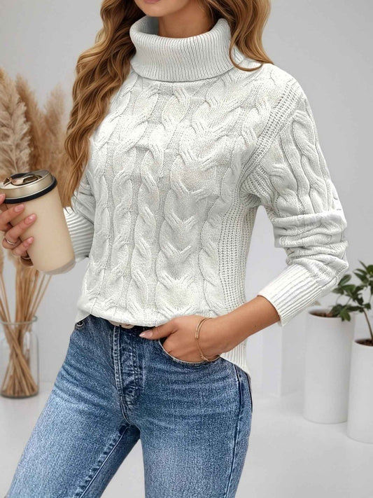 Damen Pullover mit Rollkragen und langen Ärmeln