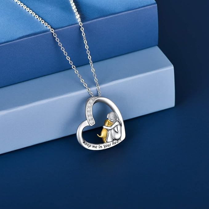 925er Sterling-Silber Halskette – Herz & Hund Design mit Zirkonia