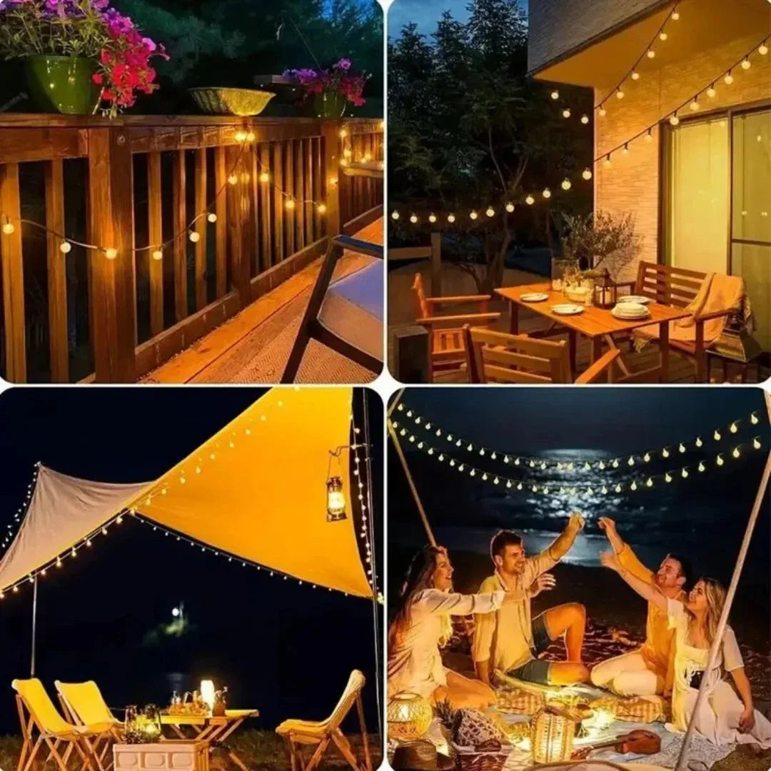 Solar LED Lichterkette mit Kristallkugeln für Garten und Terrasse