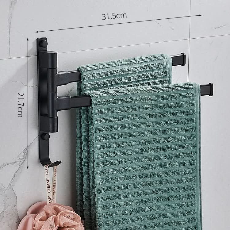 Handtuchhalter Metall mit 2 Armen | Platzsparende Wandmontage für Badezimmer, Gästetoilette und Küche | Schwarz, Stabil im Alltag