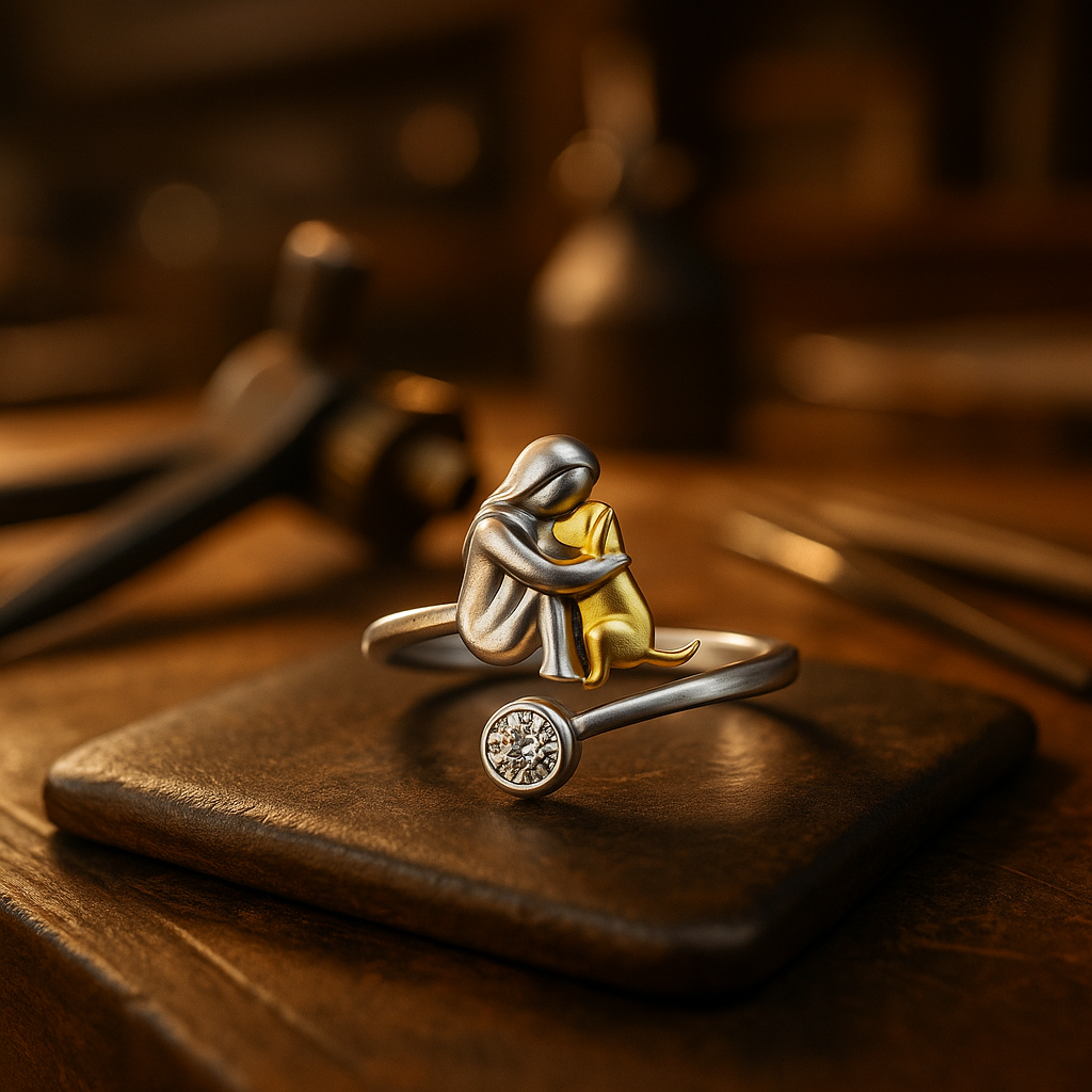 925er Sterling-Silber Hundering mit Zirkonia – Verstellbar & Handgefertigt