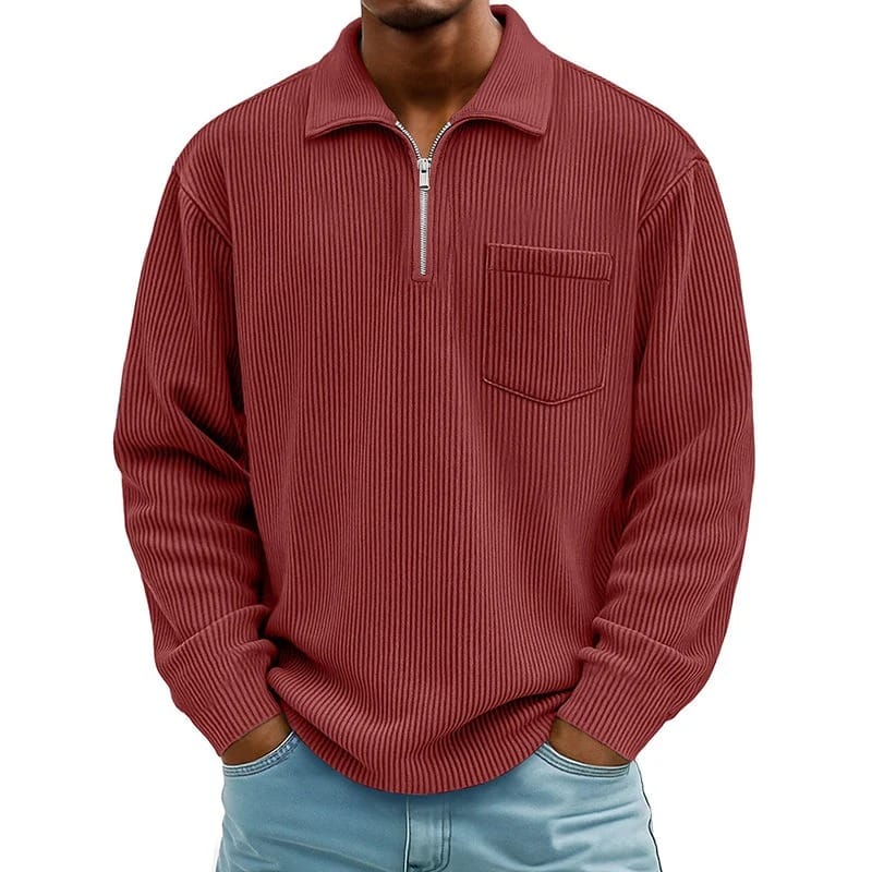 Quenton – Pullover mit halbem Reißverschluss und Brusttasche