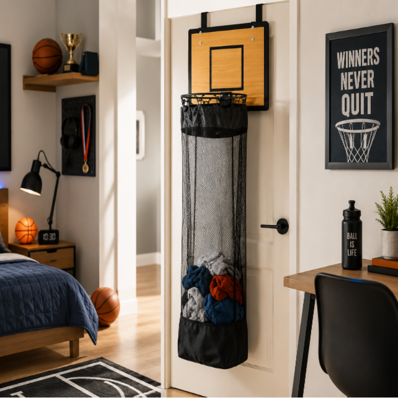 Aufbewahrungsorganisator hängend | Basketball-Design | Für Wäsche & Spielzeug | DunkAway