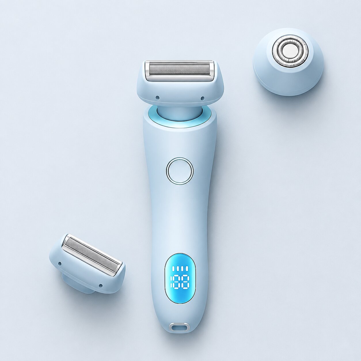 Intimrasierer für Frauen Elektrisch | 3 Wechselaufsätze | für Nass- & Trockenrasur | PureTrim