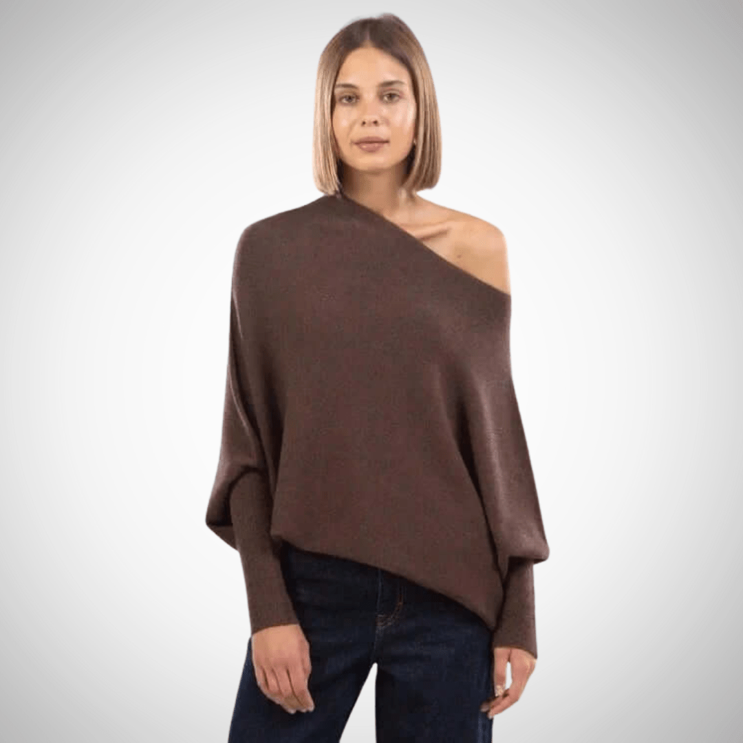 Jana - Asymmetrischer Schulterpullover im modernen Strickdesign