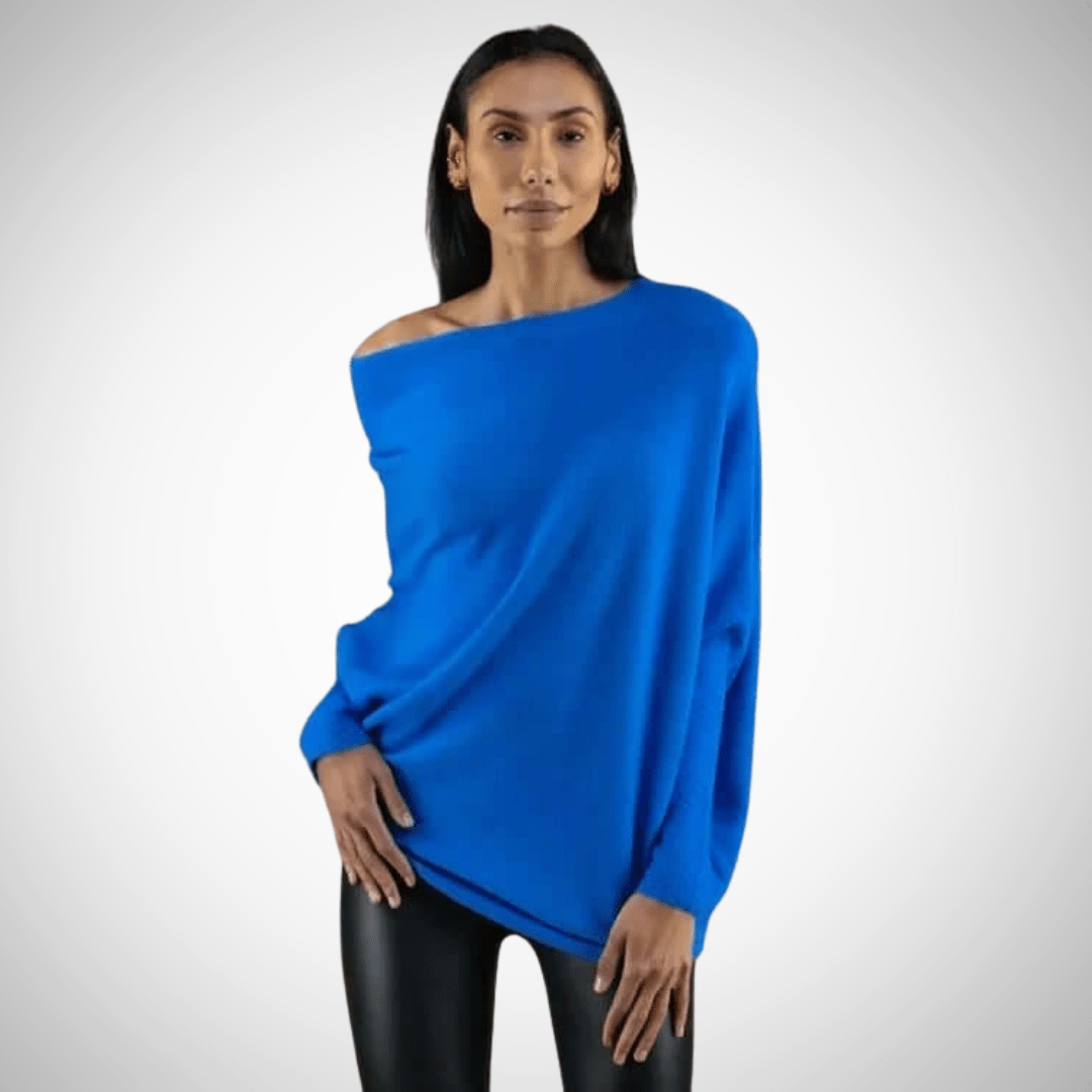 Jana - Asymmetrischer Schulterpullover im modernen Strickdesign
