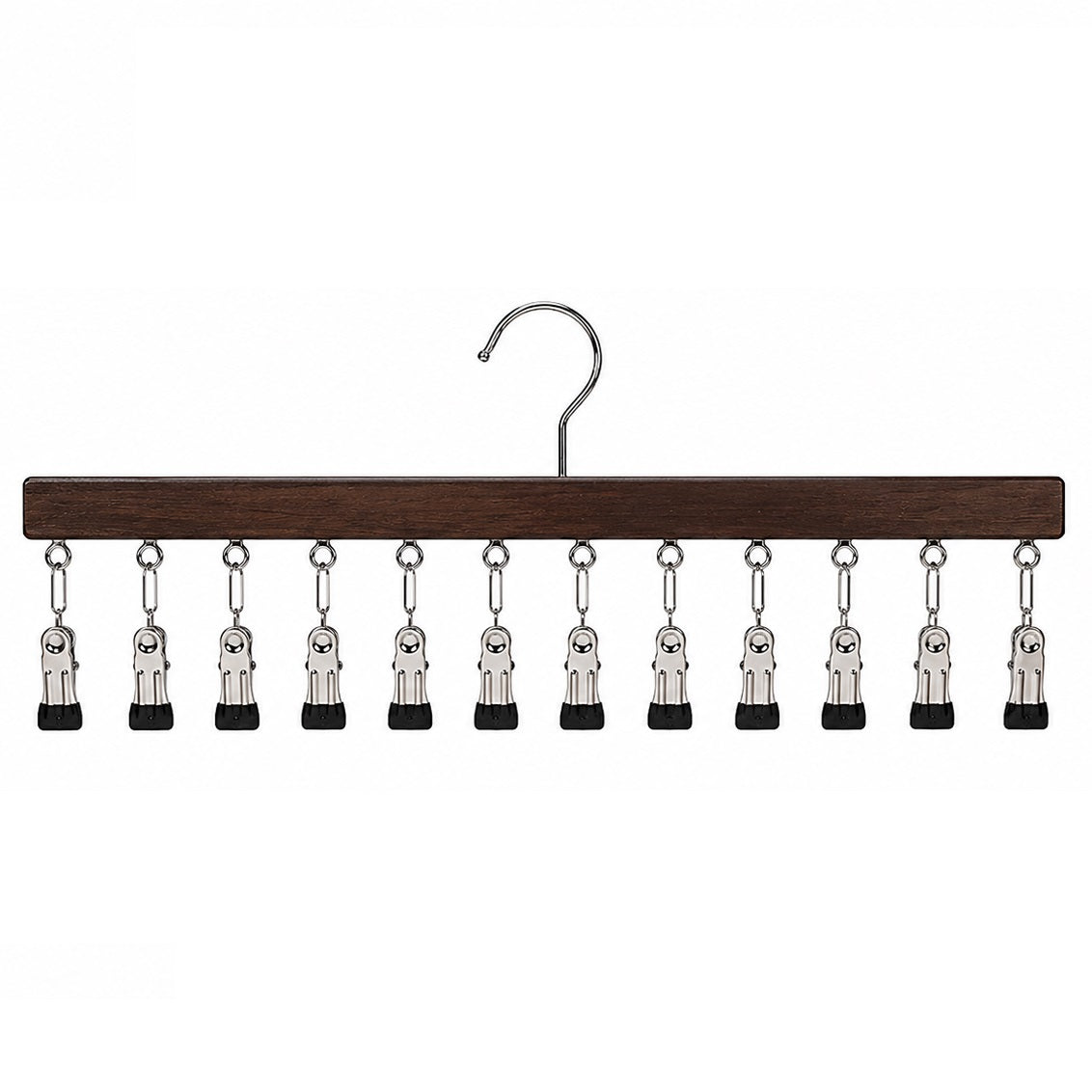 Multiklammer-Kleiderbügel | aus Holz mit 12 Clips | Platzsparend | ClipTidy