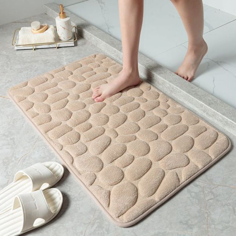 Badematte Memory Foam Kieselstein-Design | Weich, Rutschfest & Schnelltrocknend | 6 Farben, 2 Größen (Mittel/Groß)
