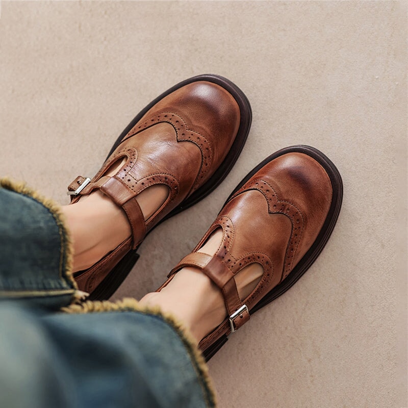 Olivia | Bequeme Vintage T-Strap Schuhe