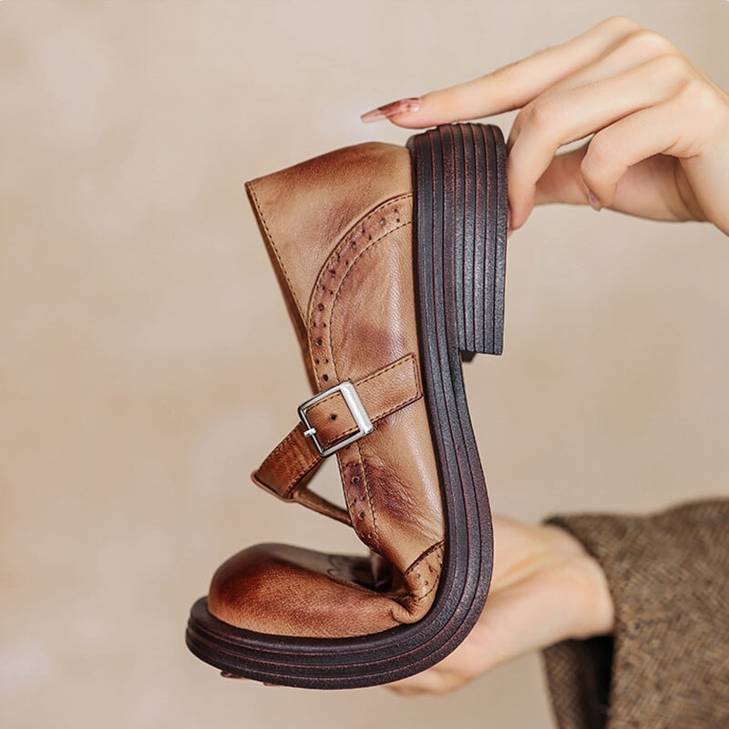 Olivia | Bequeme Vintage T-Strap Schuhe