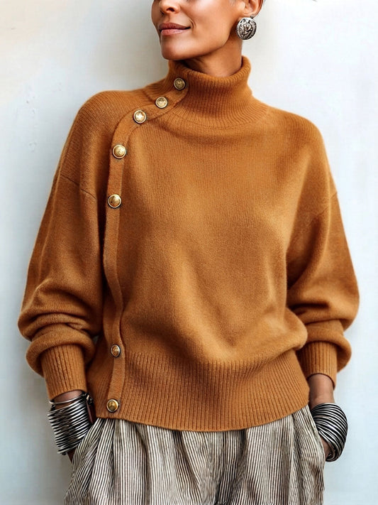 Lylian – Langarmpullover Mit Rollkragen Und Knopfleiste