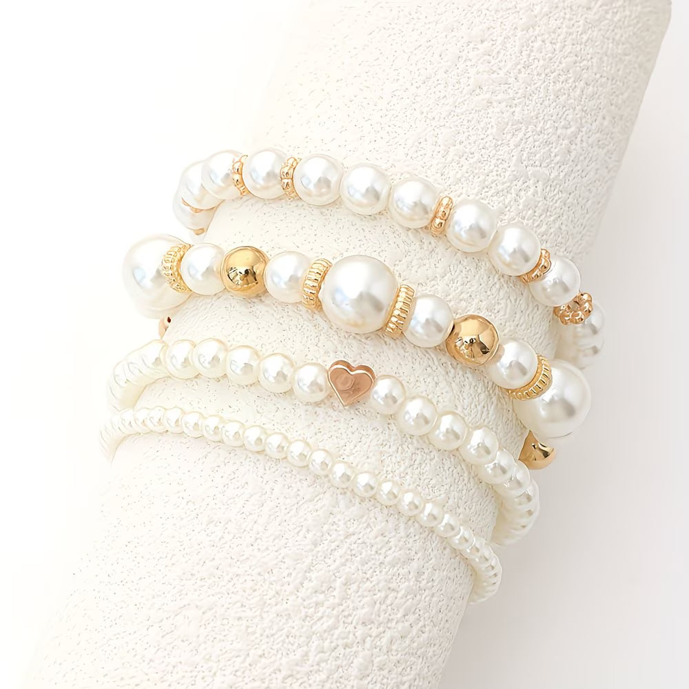 Adelen – Perlen-Stacking-Armband-Set, 4er-Set