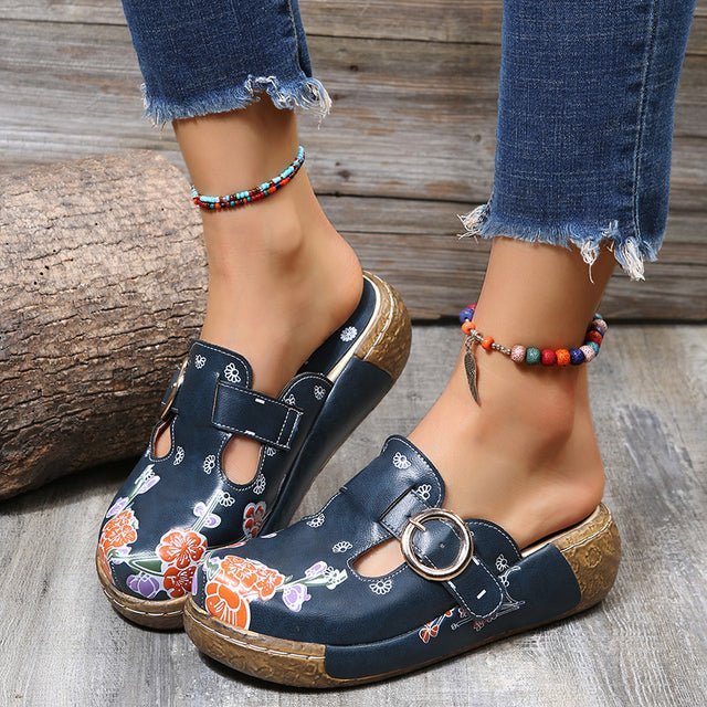 Orthopädische Damen-Sandalen mit Blumenmuster