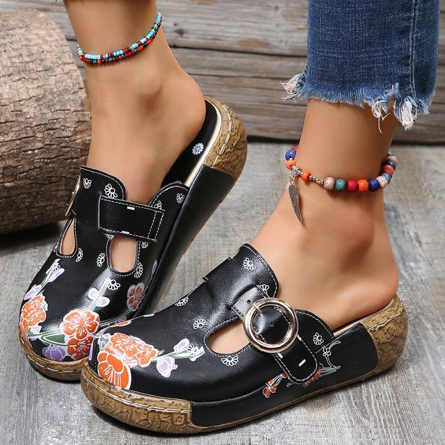 Orthopädische Damen-Sandalen mit Blumenmuster