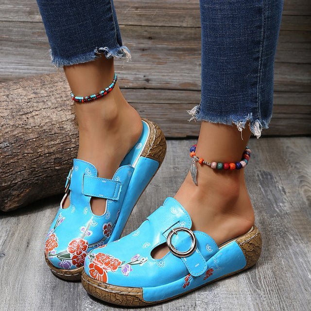 Orthopädische Damen-Sandalen mit Blumenmuster