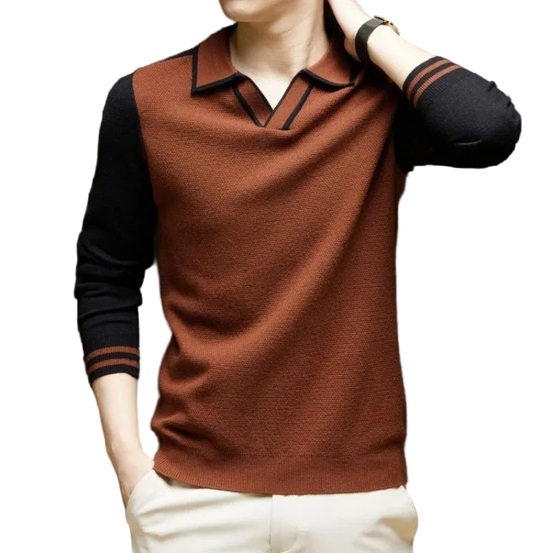 Herren Polo-Pullover mit langen Ärmeln
