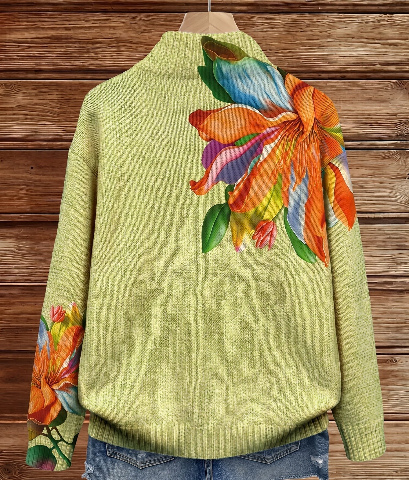 Elsbeth | Zip-Cardigan mit Lilienprint