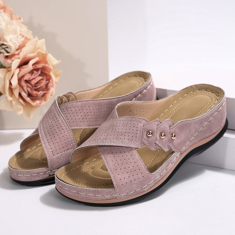 Shawen – Lässige Keilabsatzsandalen mit Gekreuzten Riemen