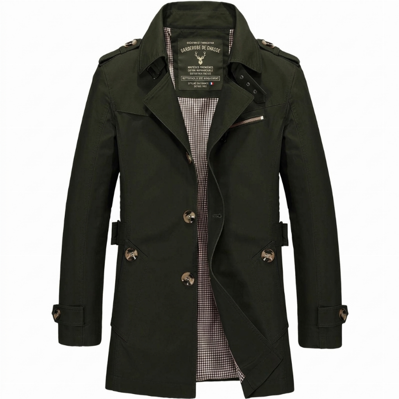 Alpaslan – Kurzer Trenchcoat mit Reverskragen und Knopfleiste