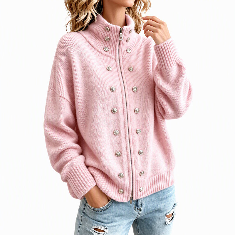 Ezgia – Strickjacke Mit Zierknopf