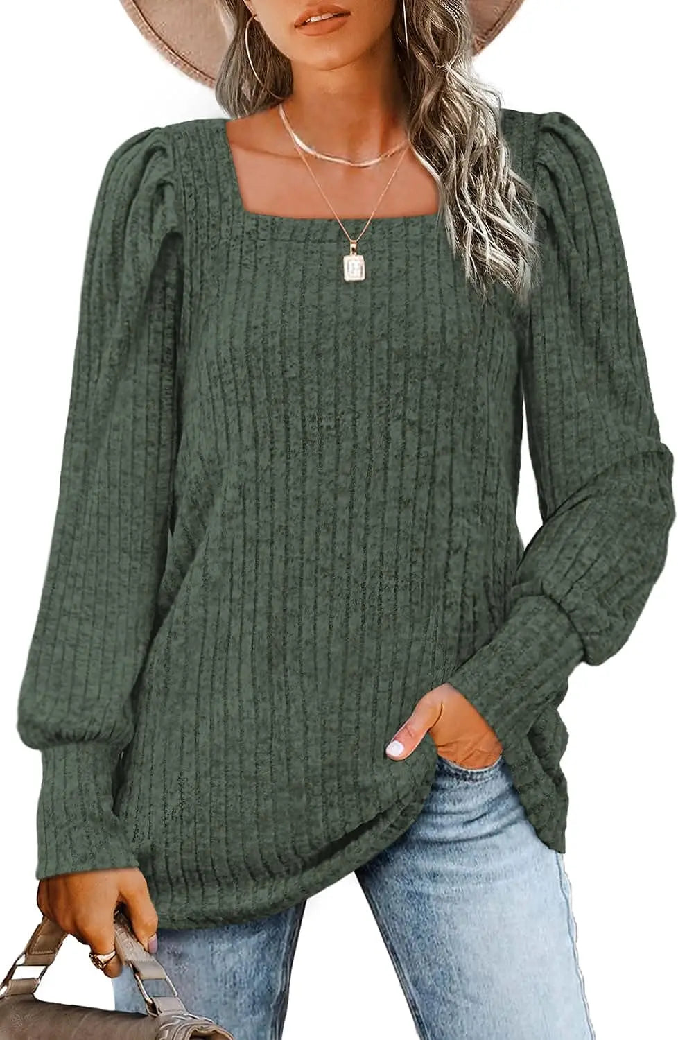 Britta | Lässiger Pullover mit Quadrat-Ausschnitt